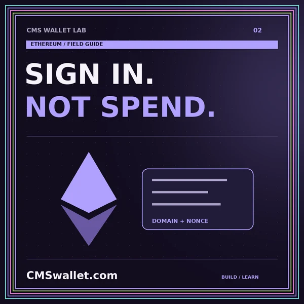 CMS Wallet Lab: SIGN IN.. NOT SPEND. — Ethereum guide.